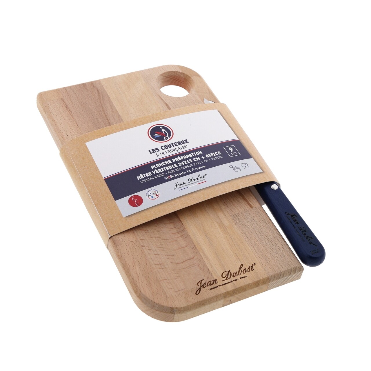 Set tocator si cutit pentru decojit Les Couteaux, Jean Dubost, 24x15 cm, lemn de fag/inox - imagine 3